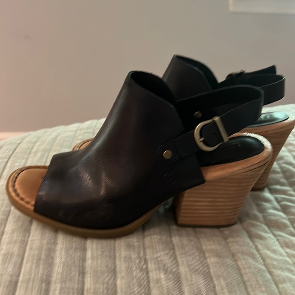 Born black leather heeled mules